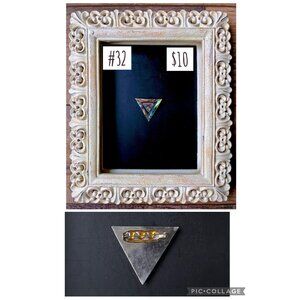 Abalone Mother-of-Pearl Triangle Silvertone Brooch